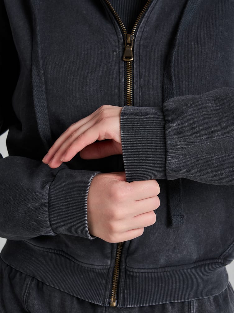 Зип худи оверсайз с вареным эффектом