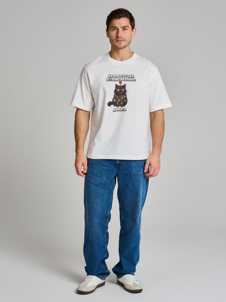 Футболка из хлопка с новогодним принтом