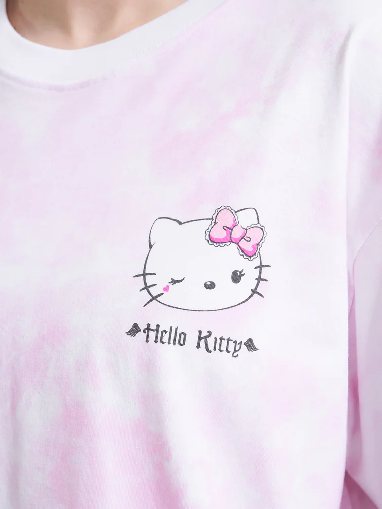 Футболка тай-дай и принтом Hello Kitty