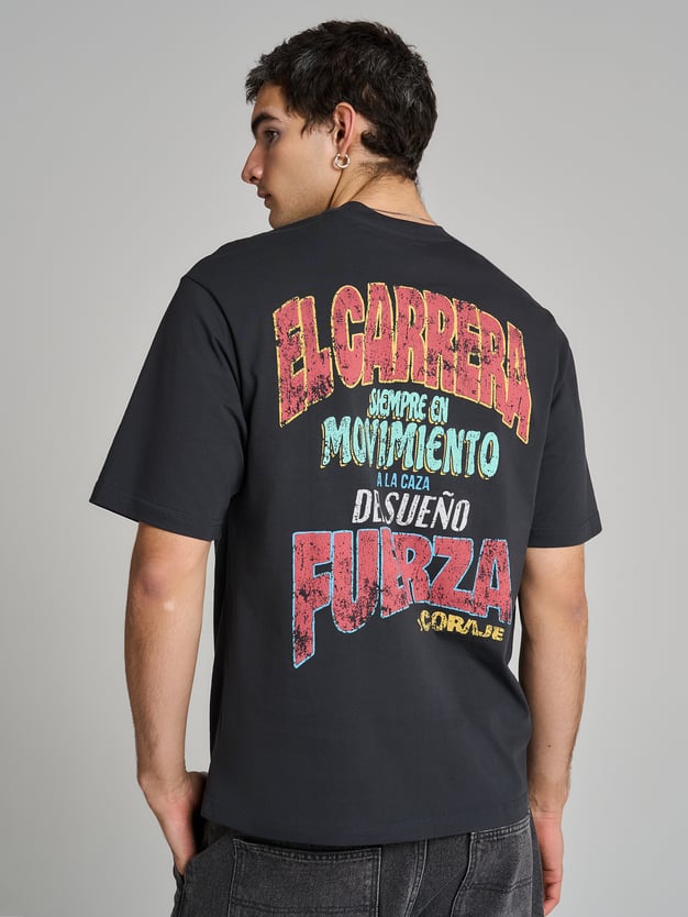 Футболка из хлопка с принтом на спине