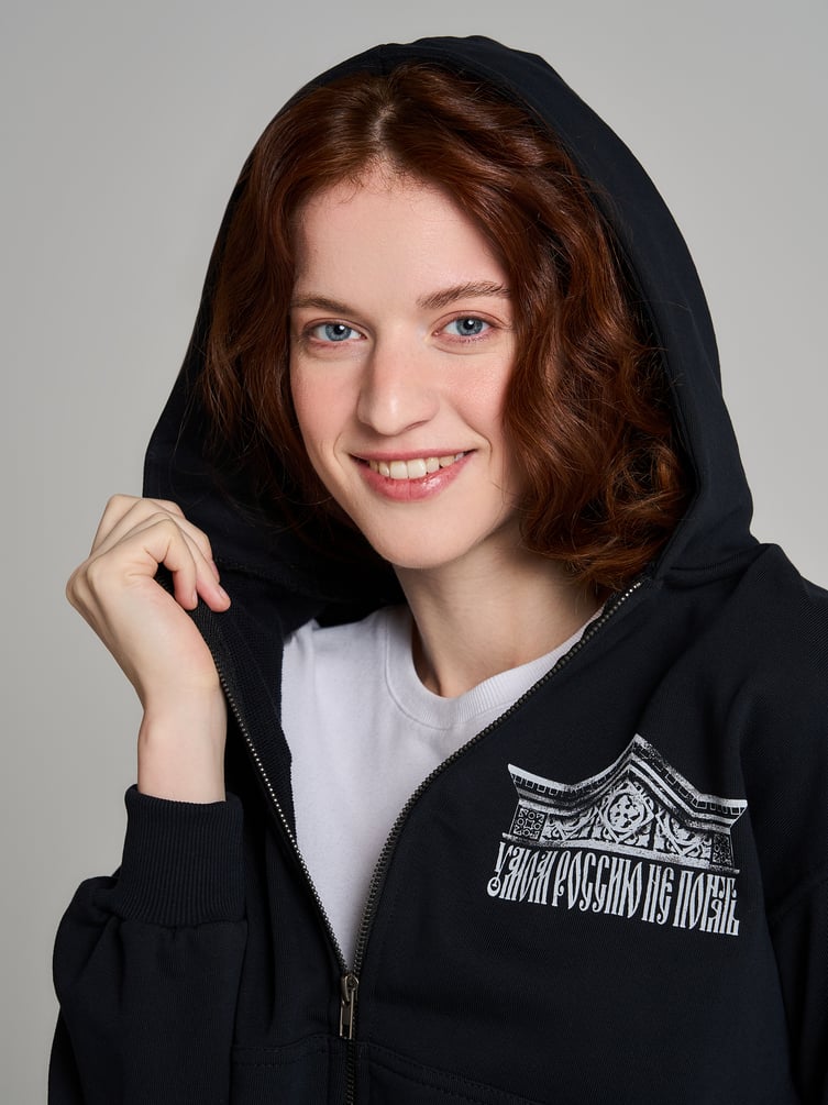 Толстовка оверсайз с капюшоном с принтом Russian Vibes