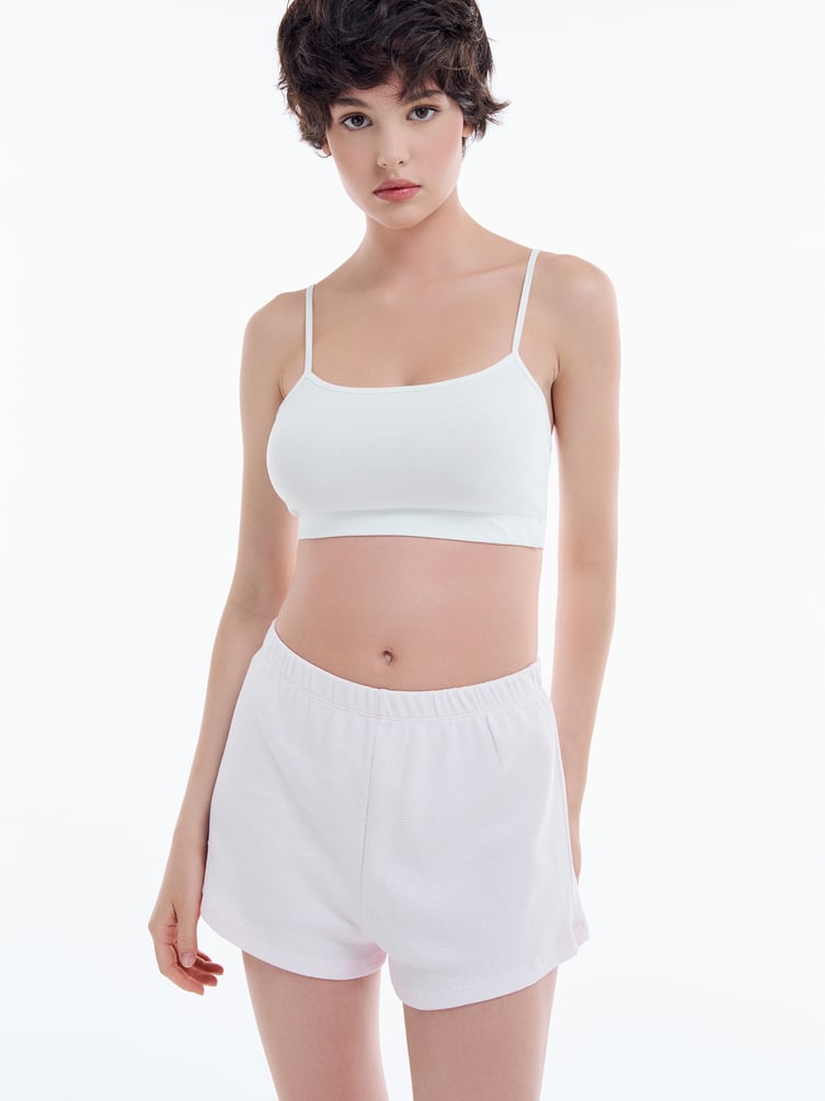 Хлопковая пижама тройка с кофтой топом и шортами