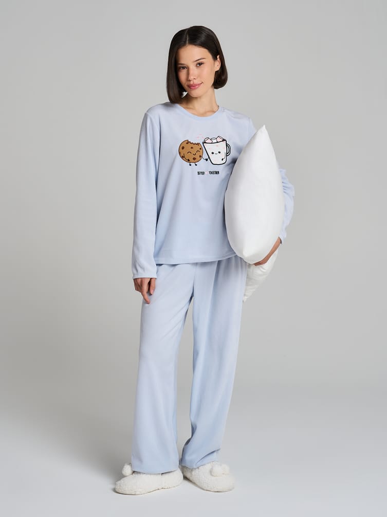Пижама теплая с лонгсливом и брюками