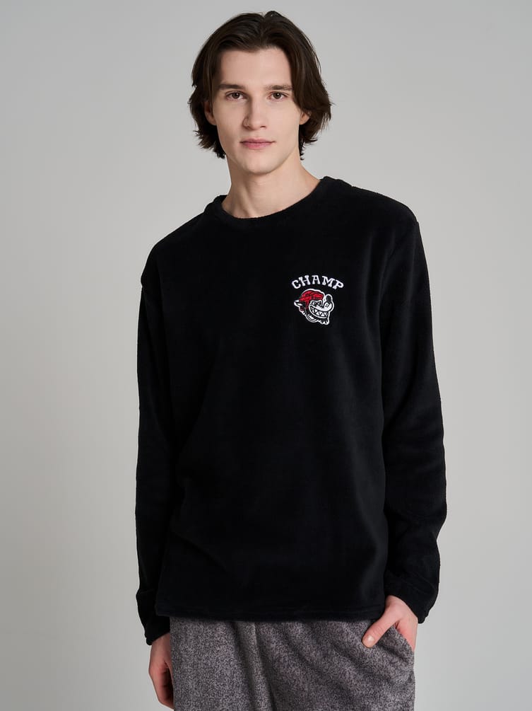 Пижама плюшевая с вышивкой и брюками