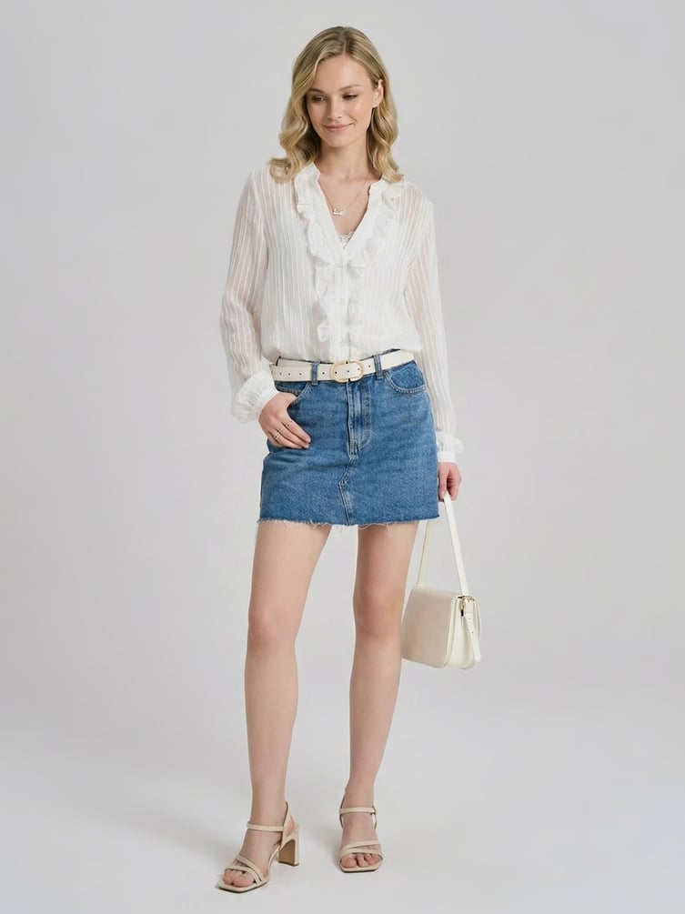 Рубашка шифоновая с воланами