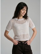 Джемпер ажурный вязаный с коротким рукавом