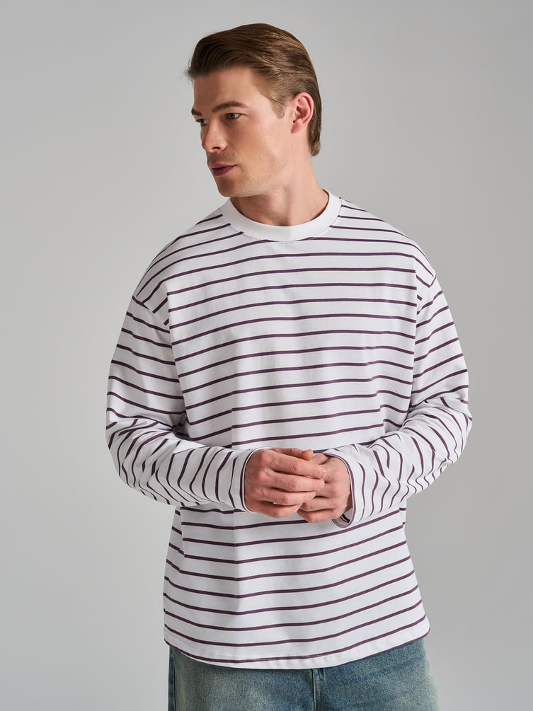 Полосатый лонгслив оверсайз
