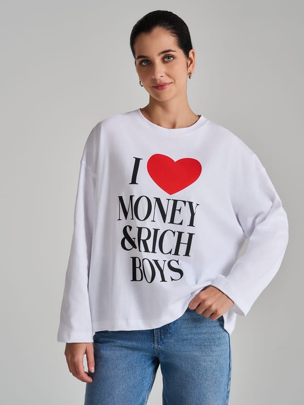 Лонгслив оверсайз хлопковый с надписью