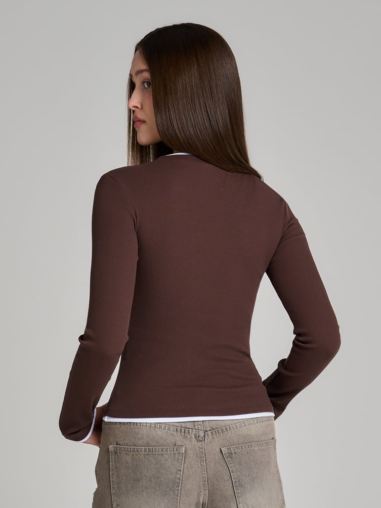 Лонгслив приталенный с длинным рукавом