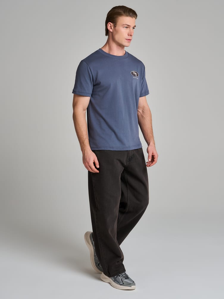 Джинсы багги широкие с вареный эффектом