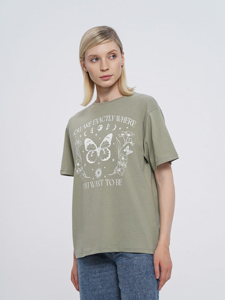 Футболка из хлопка с принтом бабочки