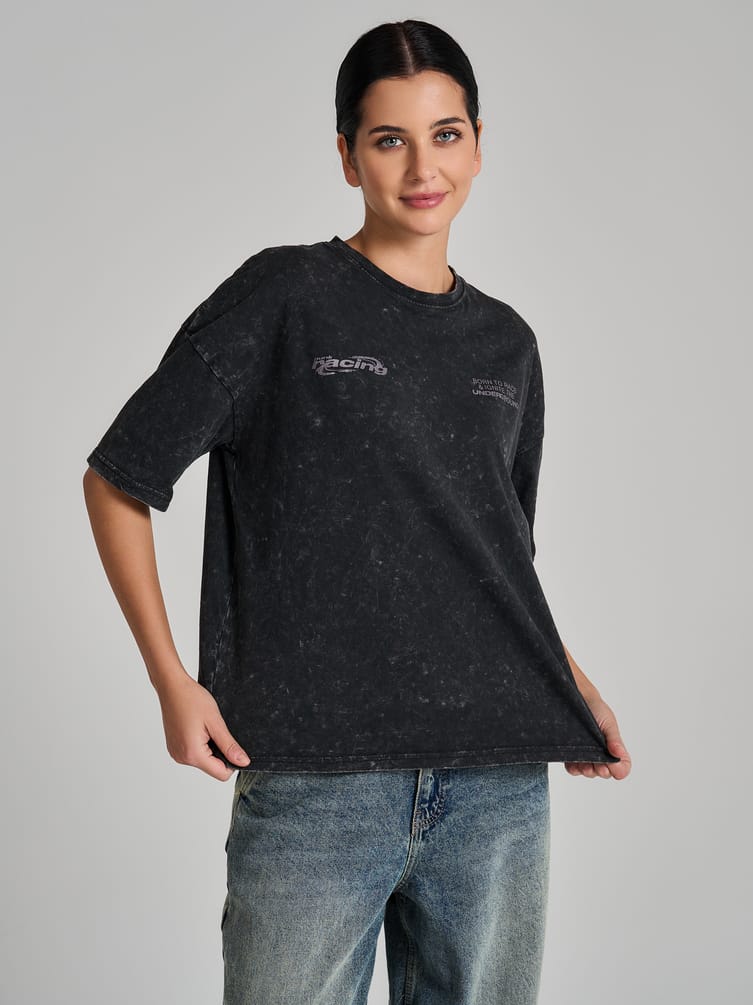 Футболка варенка оверсайз с надписью на спине