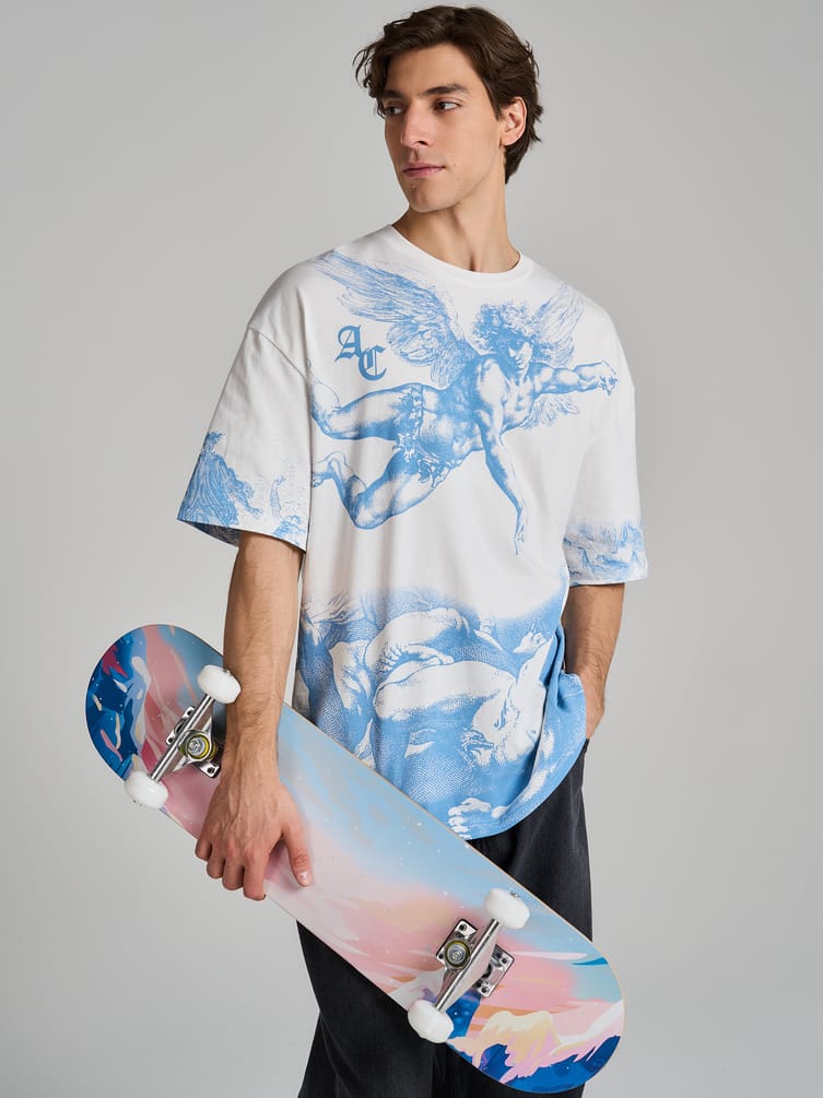 Футболка из хлопка с принтом ангела