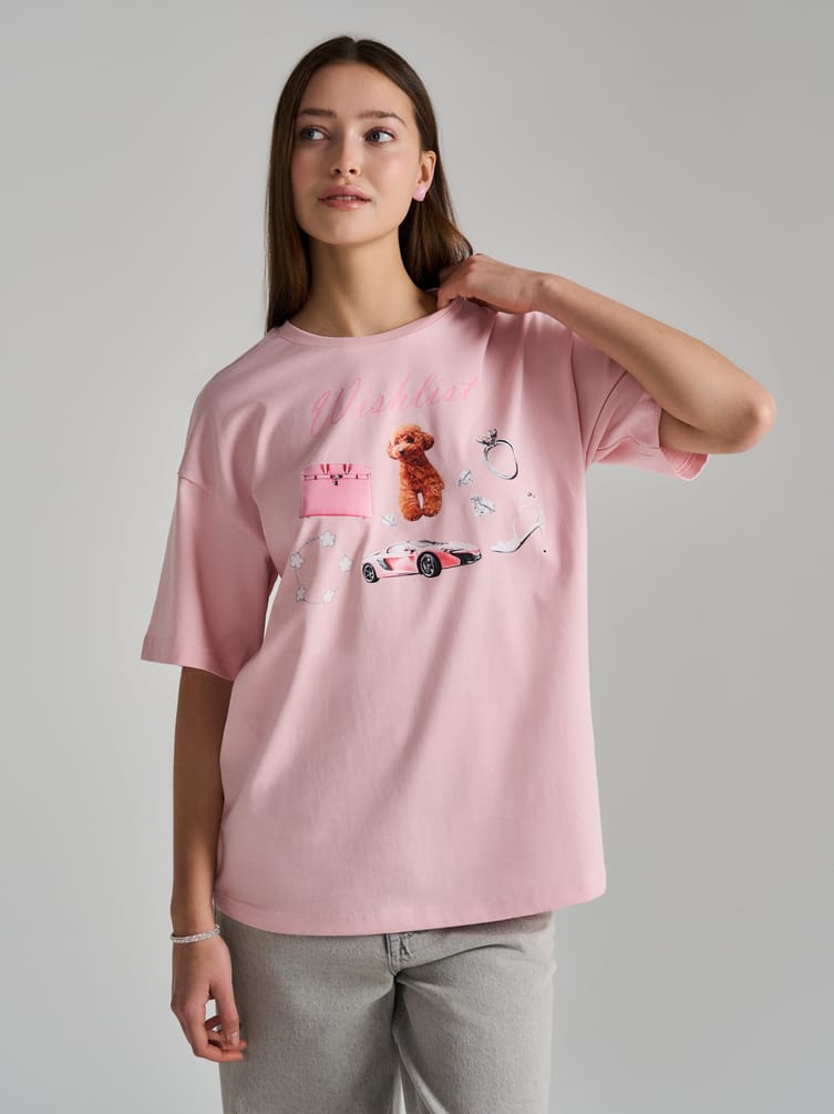 Футболка оверсайз из хлопка с принтом