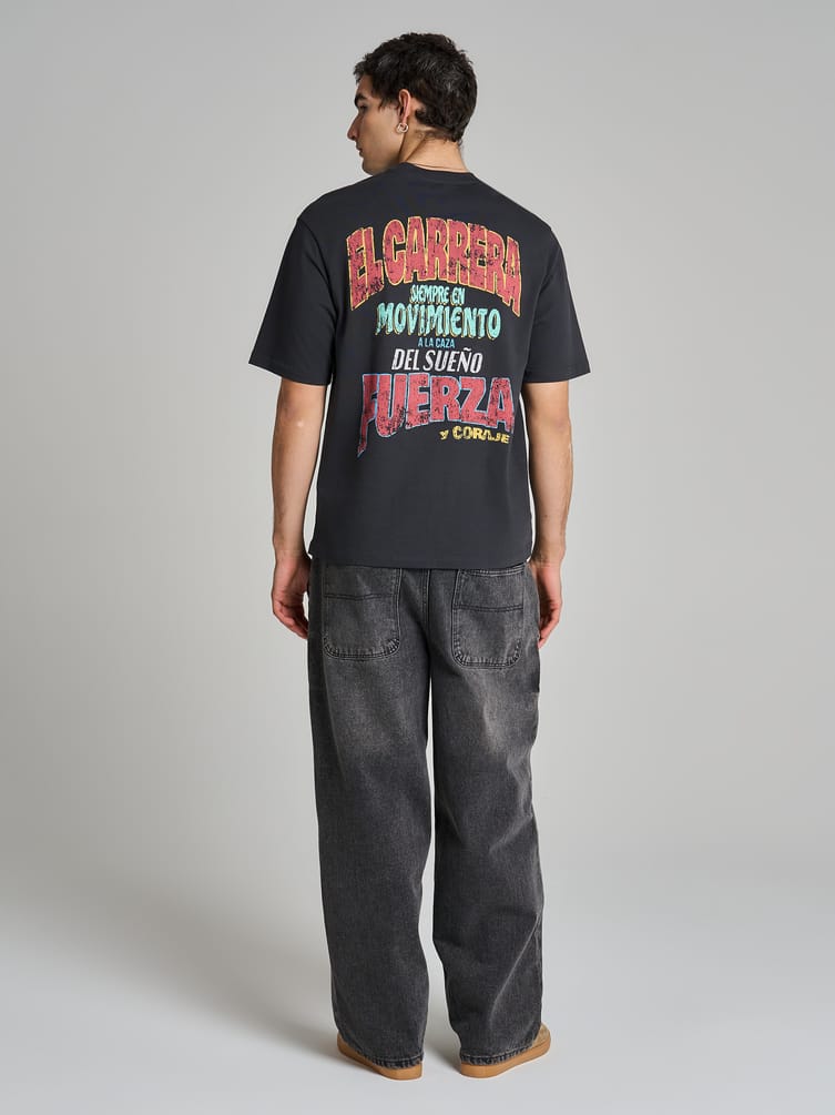 Футболка из хлопка с принтом на спине