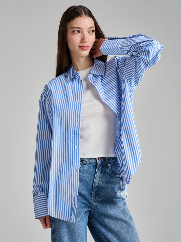 Удлиненная рубашка в полоску