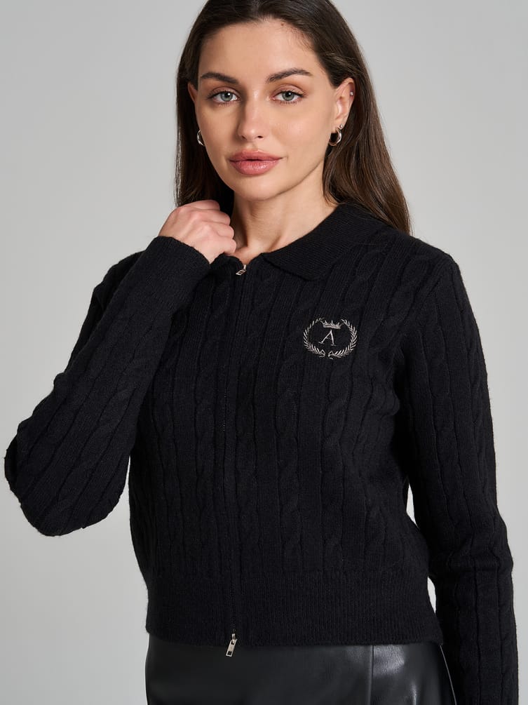 Кардиган на молнии с вышивкой