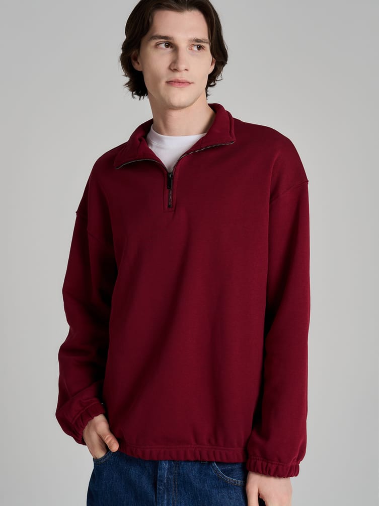 Утепленная толстовка с высоким горлом и начесом