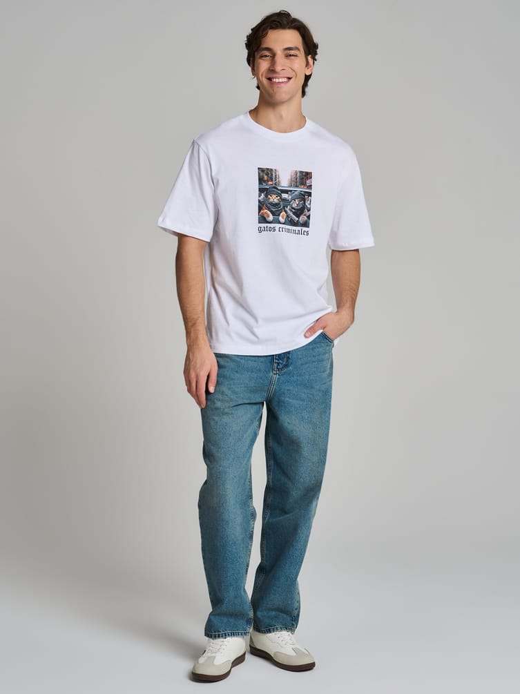 Футболка из хлопка с принтом котов