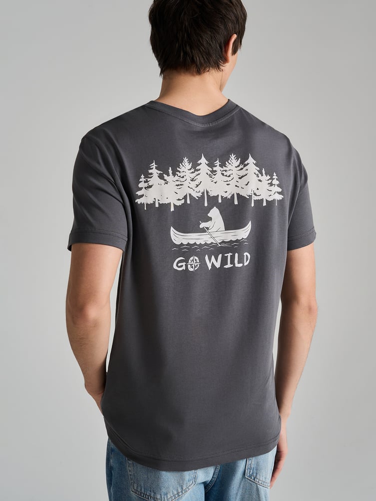 Футболка хлопковая с принтом на спине