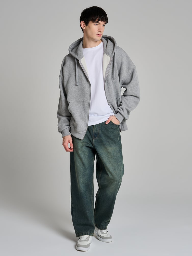 Джинсы багги широкие с вареный эффектом