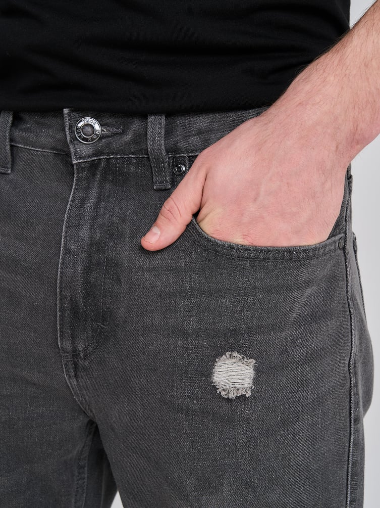 Джинсы прямые укороченные с разрезами