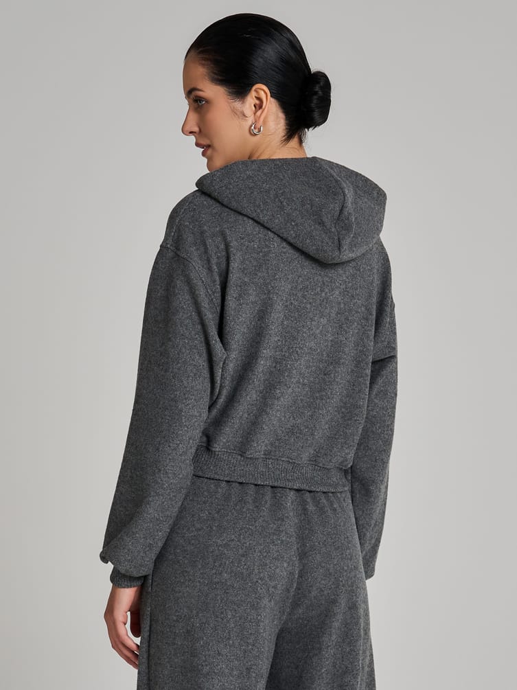 Трикотажное зип худи с начесом