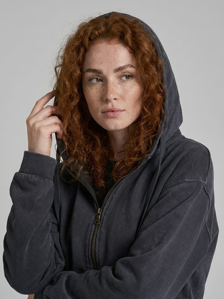 Зип худи оверсайз с вареным эффектом