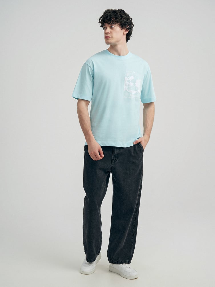 Хлопковая футболка с принтом на спине