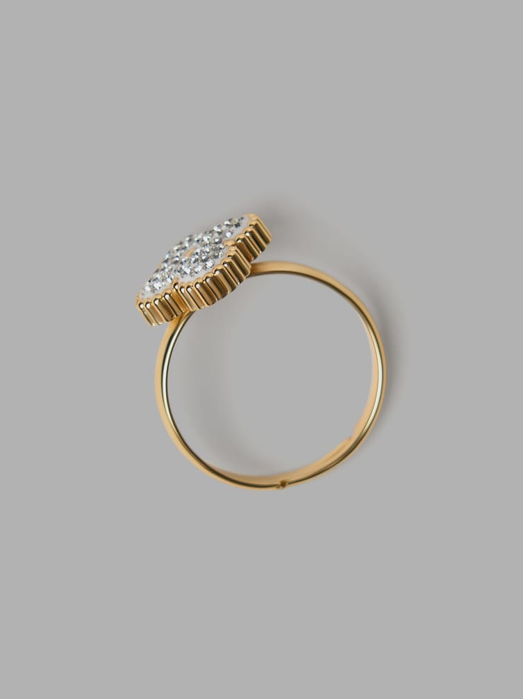 Кольцо незамкнутое со стразами