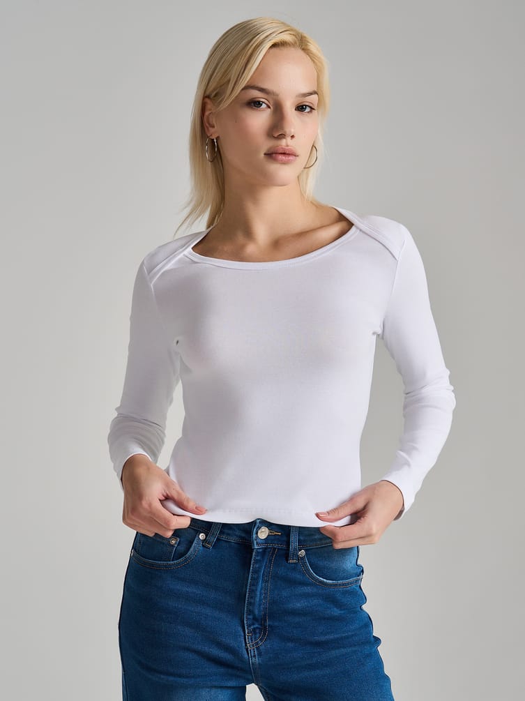 Лонгслив приталенный из хлопка