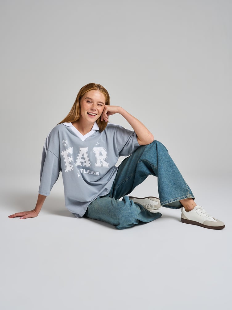 Футболка-поло оверсайз с надписью