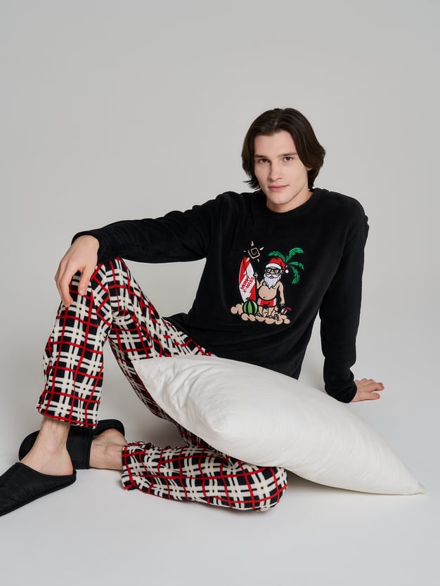 Плюшевая пижама с принтом Санты Клауса