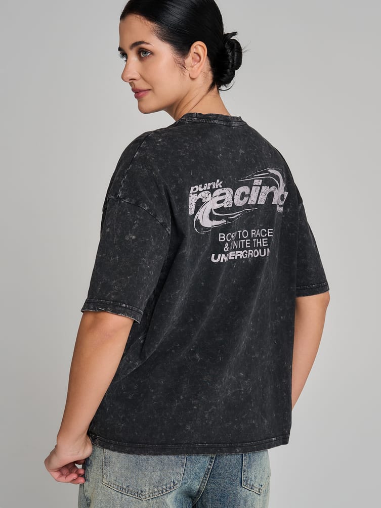 Футболка варенка оверсайз с надписью на спине