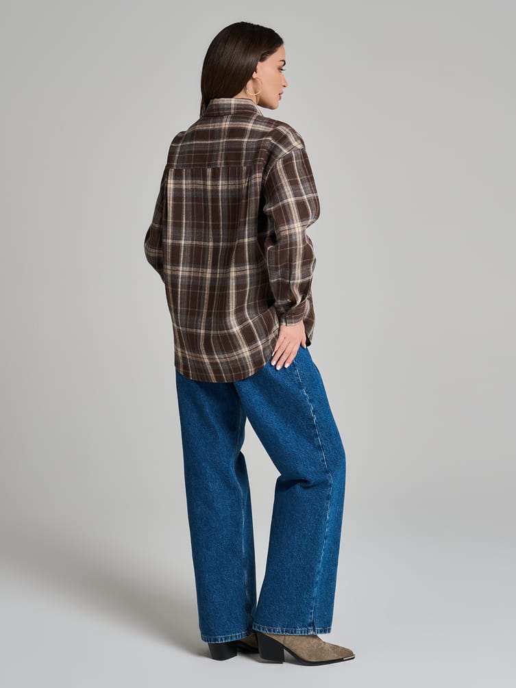 Рубашка осенняя в клетку оверсайз