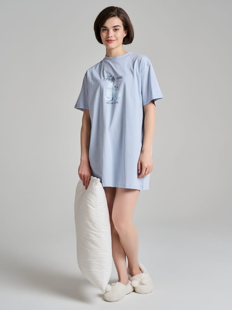 Ночная сорочка из хлопка с принтом