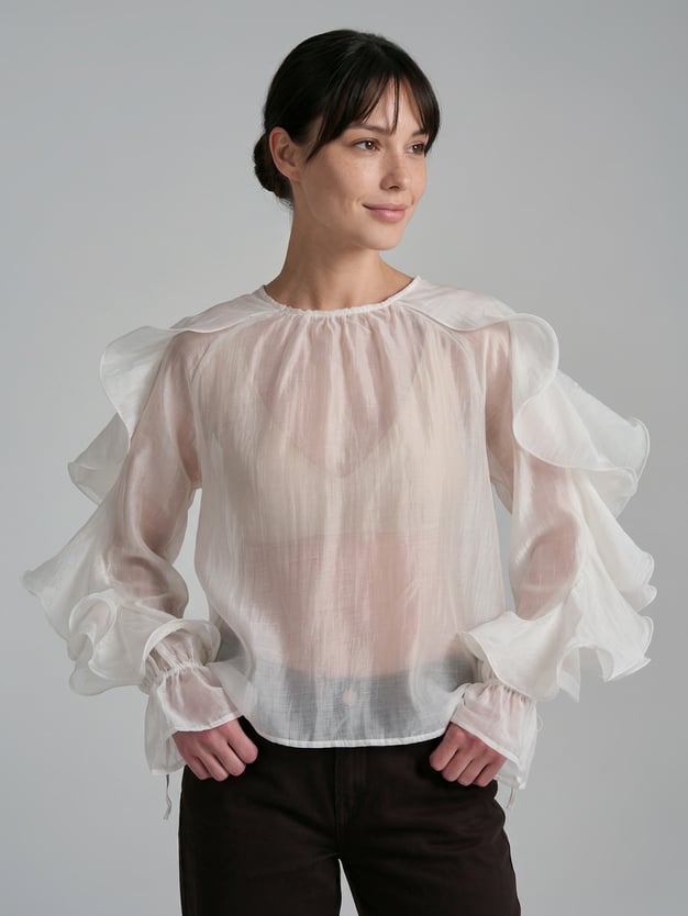 Блузка прозрачная с воланами