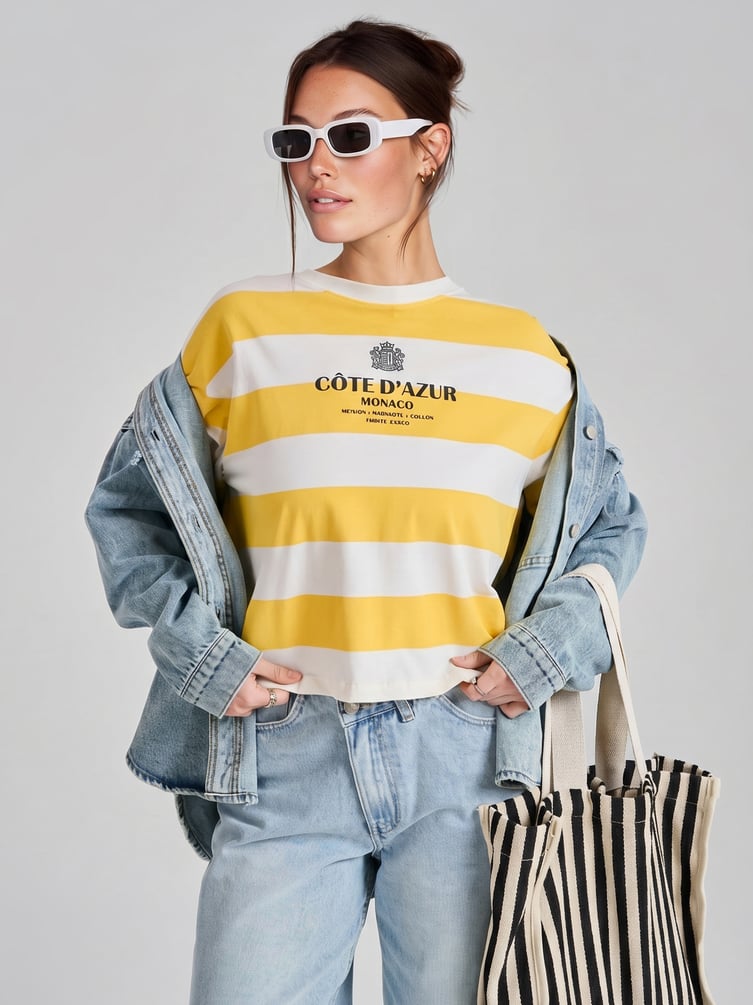 Полосатая футболка с надписью