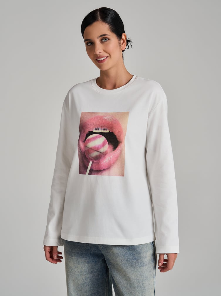 Лонгслив оверсайз с принтом
