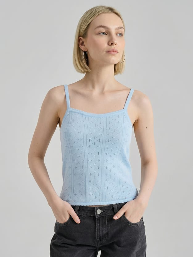 Топ на тонких лямках с перфорацией