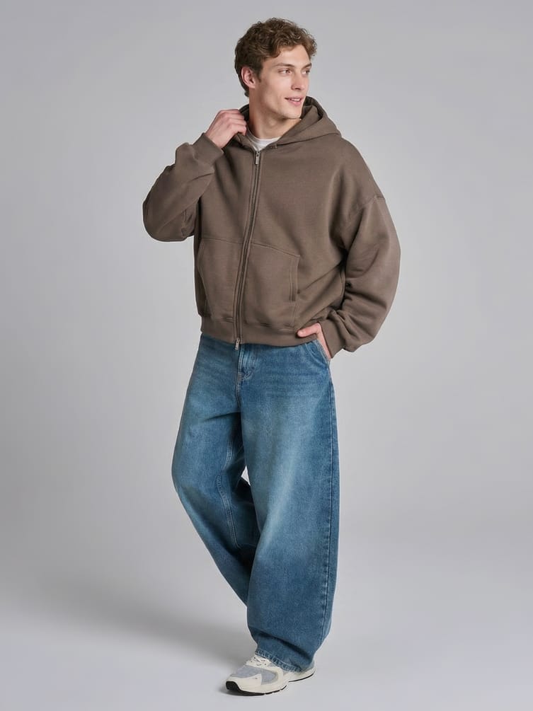 Зип худи оверсайз с надписью Russia и начесом