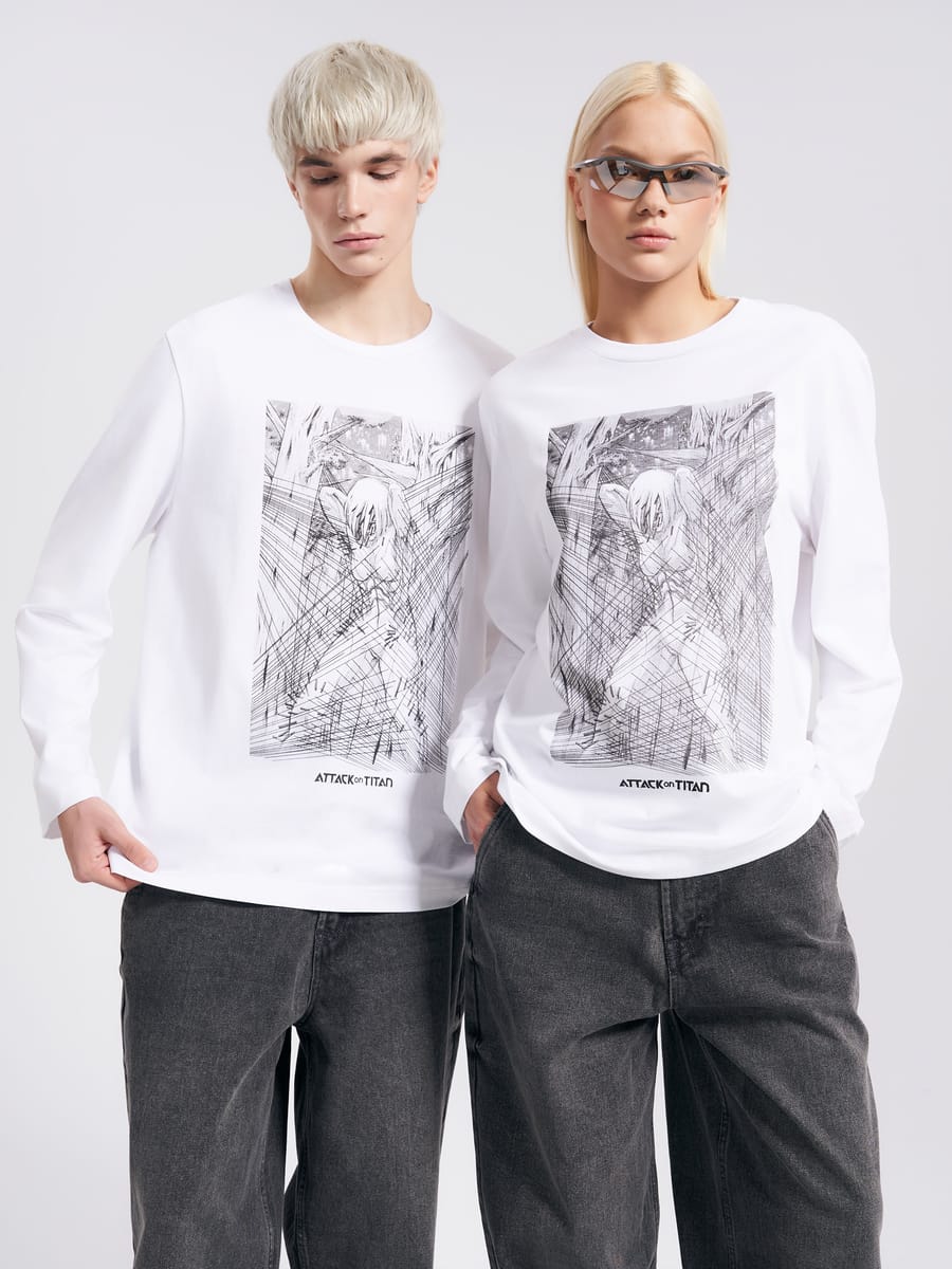 Лонгслив с принтом аниме Атака Титанов