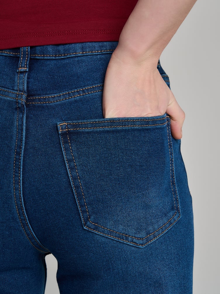 Джинсы широкие с завышенной талией