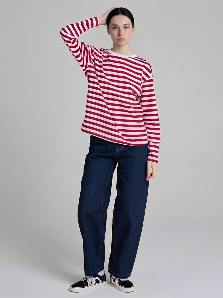 Лонгслив оверсайз в полоску