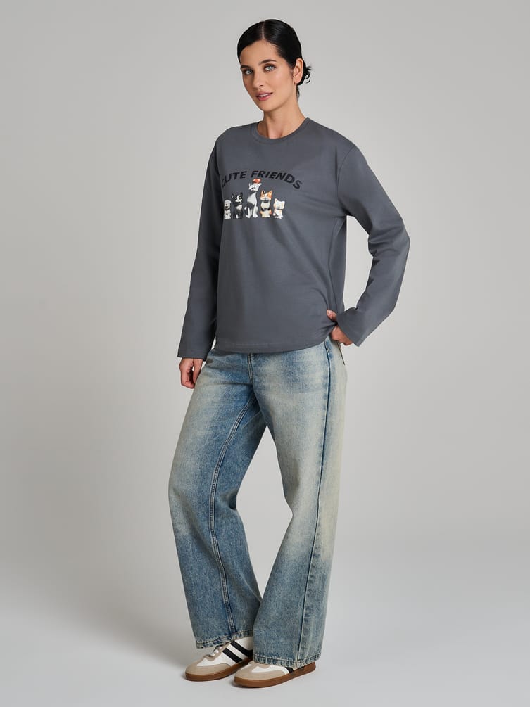 Лонгслив оверсайз с принтом