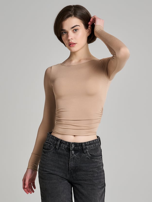 Лонгслив из вискозы с драпировкой