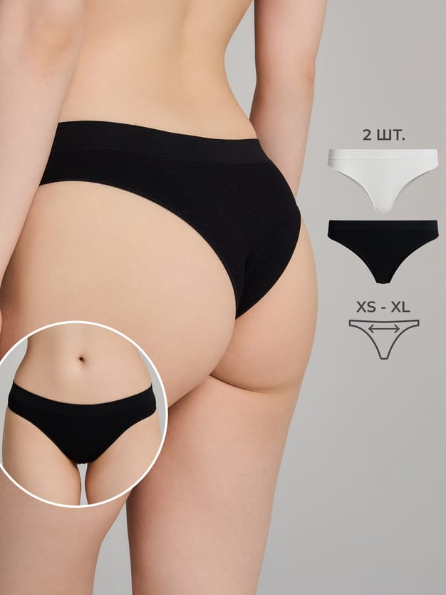 Трусы-танга - 2 шт. в рубчик