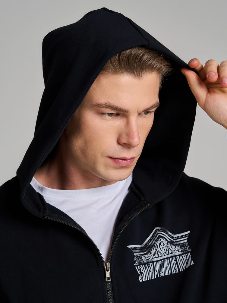 Толстовка оверсайз с капюшоном с принтом Russian Vibes