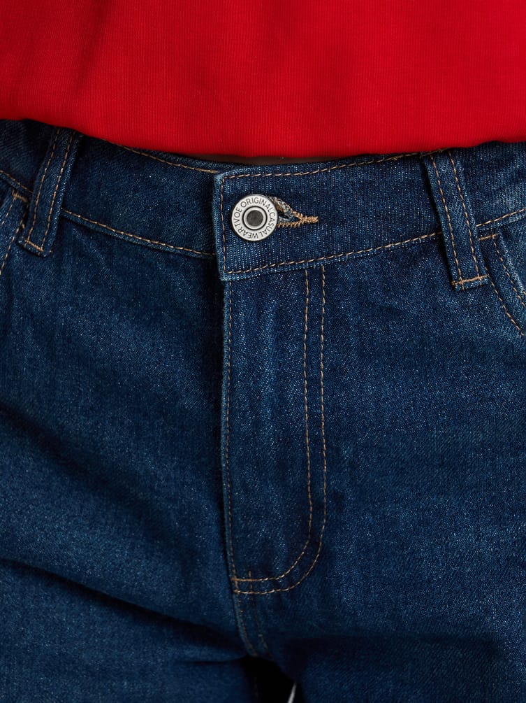 Джинсы багги с вышивкой дракона