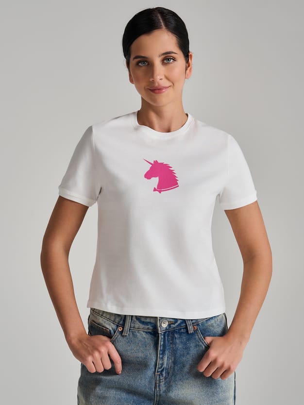 Футболка из хлопка с принтом единорога